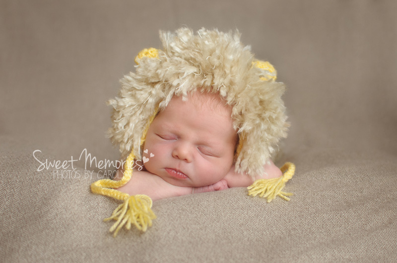 Newborn Baby Photography with lion hat
