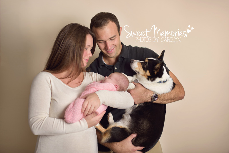 Bucks County Doylestown PA Newborn Photographer | newborn with parents and dog
