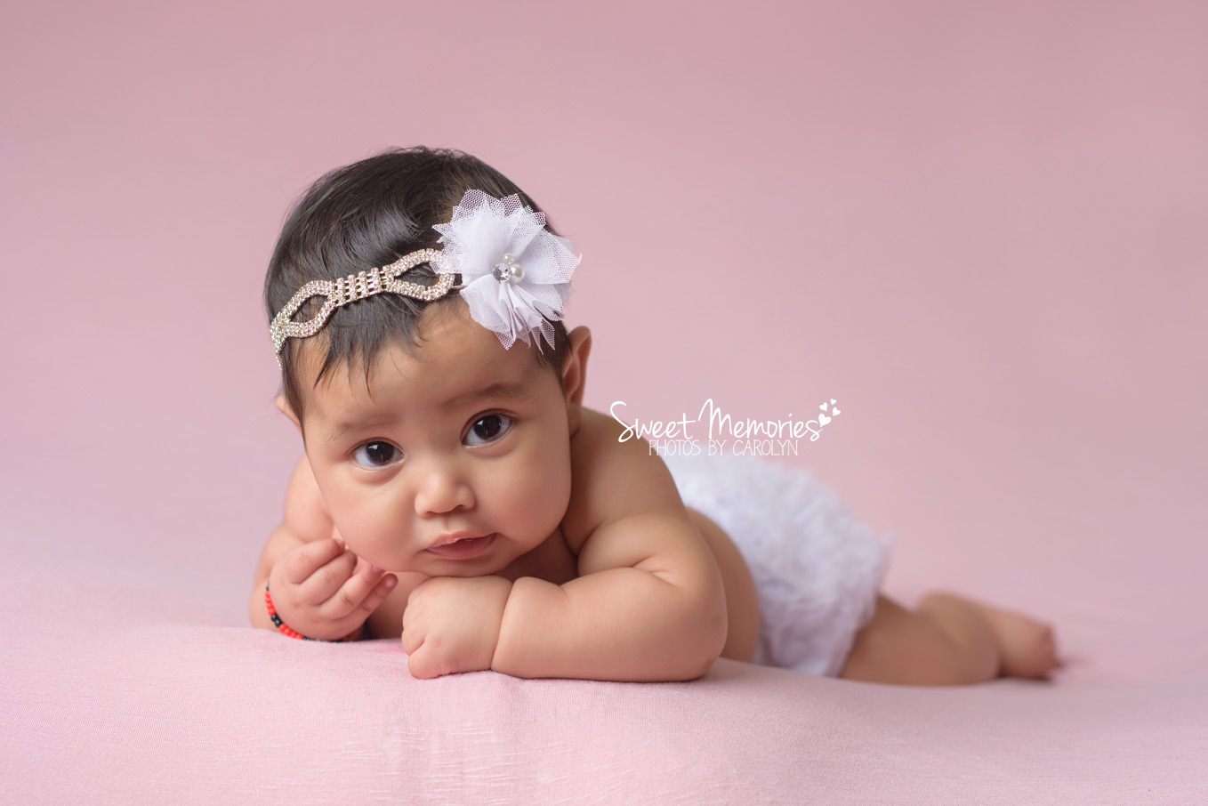 baby girl pink white headband