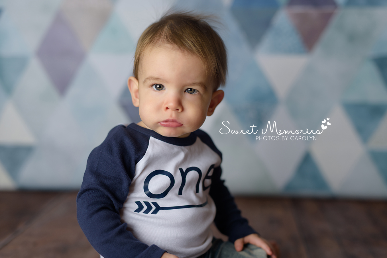one year old boy pout face in Newtown | Sweet Memories Photos by Carolyn