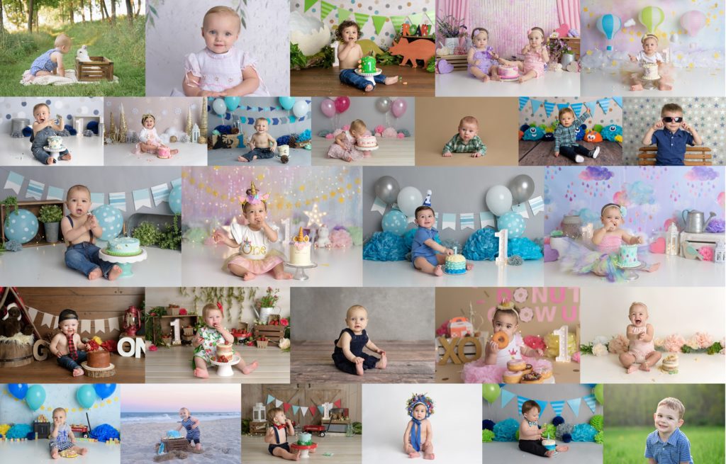 first birthday cake smash and milestone session photography | Sweet Memories Photos by Carolyn | 2018