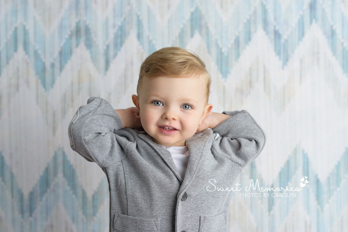 two year old boy with blue eyes birthday portraits