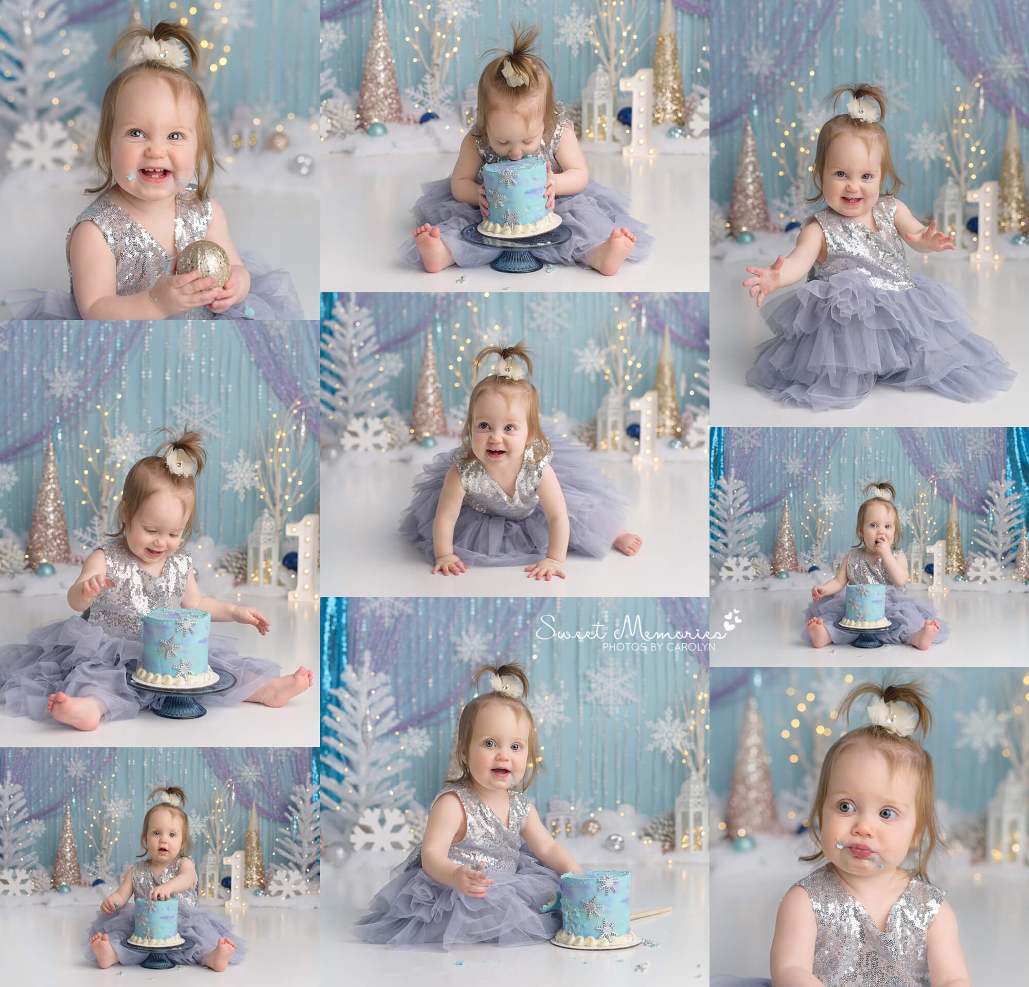 frozen winter onederland themed cake smash for one year old