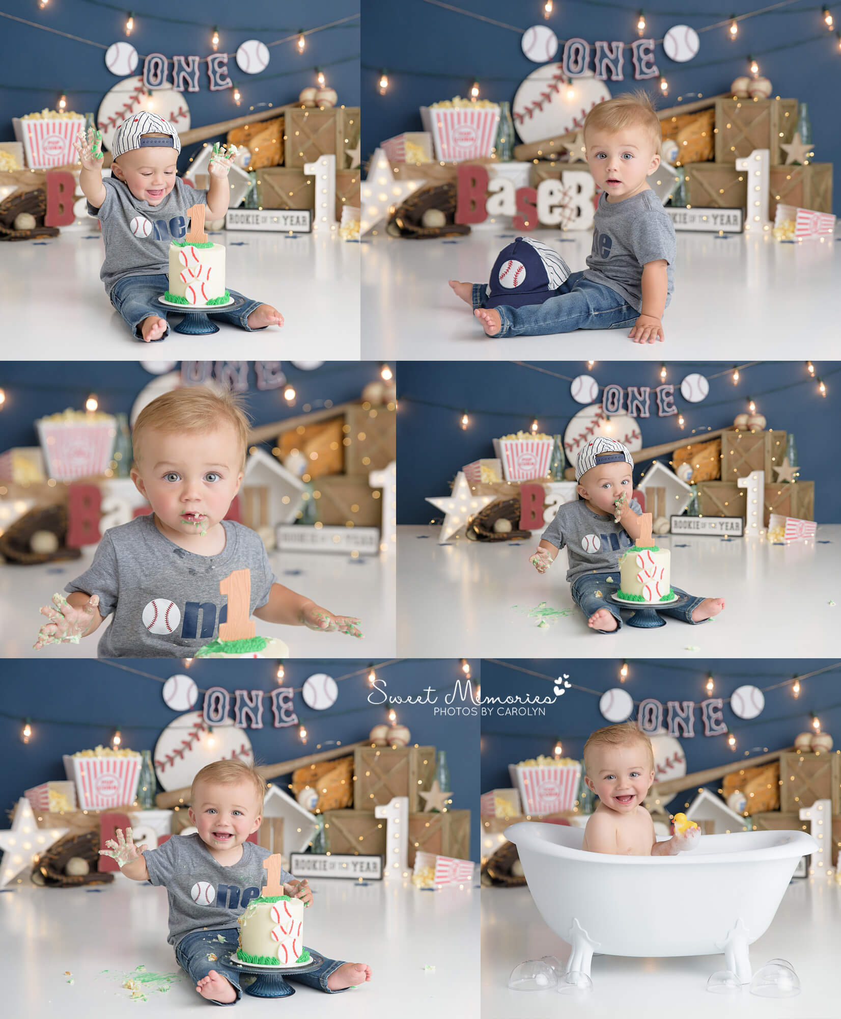 baseball themed cake smash for one year old