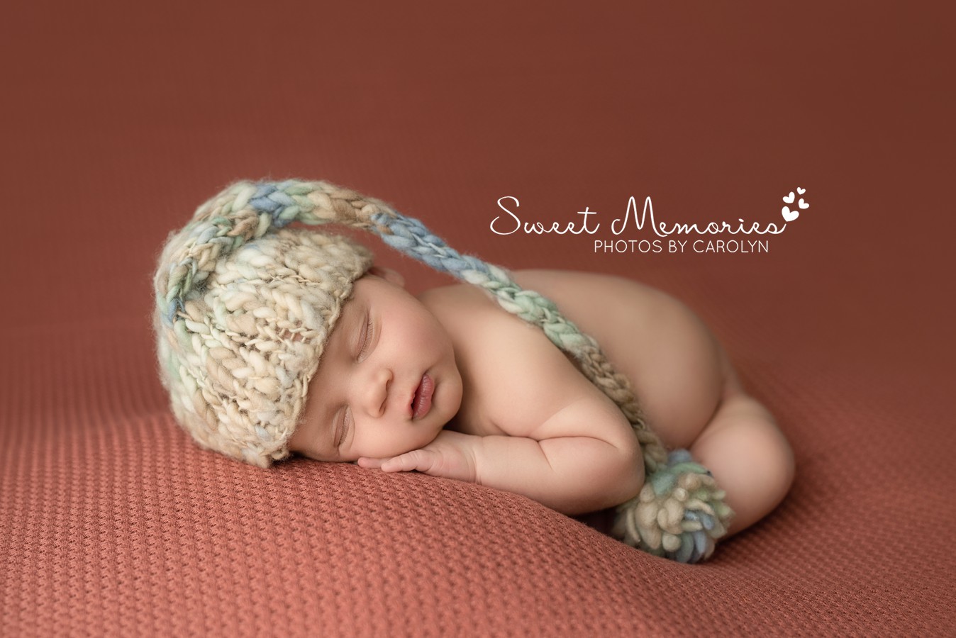 Newborn Boy on orange Newborn Photography | Austin Texas Area Newborn Photographer | Sweet Memories Photos by Carolyn