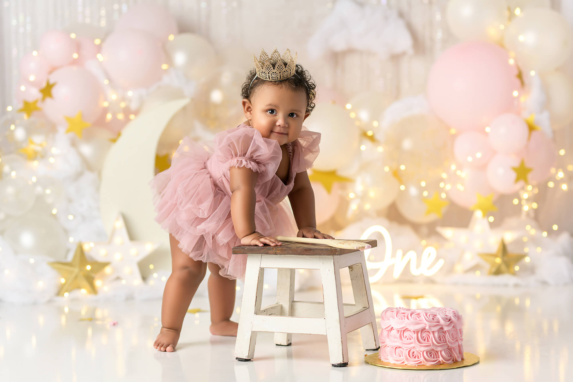 Cake Pink 1st Birthday Dress Baby Headbands Baby Girl 1st Birthday